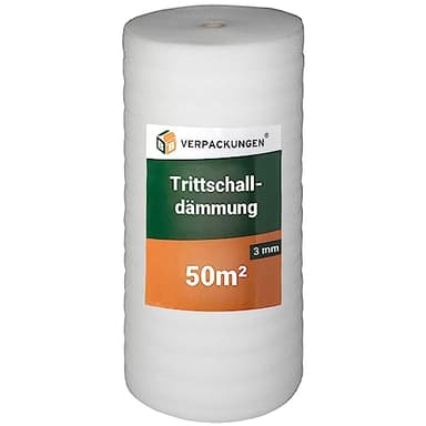 BB-Verpackungen 50 m² Trittschalldämmung 1,0 x 50 m (3 mm stark, sehr gute Schall- und Wärmedämmung) - Sets zwischen 25 m² und 500 m²