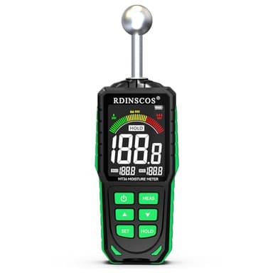 Wiederaufladbar Feuchtigkeitsmessgerät Wand RDINSCOS Feuchtigkeitsmessgerät für Wände mit Farb-LCD WandFeuchtemessgerät Mauerwerk 20-40mm Feuchtigkeitsmesser für Wände,Holz,Putz,Mauerwerk (MT36)
