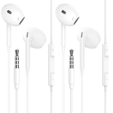 2 Pack In-Ear Kopfhörer mit Kabel, 3,5mm Klinke Ohrhörer mit Mikrofon und Lautstärkeregler, Noise Cancelling Kopfhoerer für Samsung, iPad, Xiaomi, MP3/4, iPhone 6/5/SE, usw 3,5mm Audiogeräte.