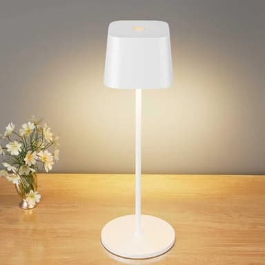 brightower Tischlampe Kabellose, Wiederaufladbar 3 Farben(3000-6000K) LED Tischleuchte,Dimmbare Akku Tischlampe Für Innen und Aussen mit USB-C,IP54 Wasserdichte Aluminium Tischleuchte (weiß)