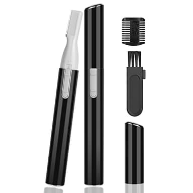 ACWOO Augenbrauentrimmer, Elektrischer Korrekturtrimmer für Körper und Gesicht, Augenbrauenrasierer Augenbrauenschneider für Lippen Schnurrbart Kinn mit Augenbrauenkamm, Batteriebetrieben, Schwarz