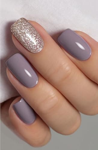 JMEOWIO Nagelfolie UV Härtend Lilagrauer Glitzer UV Gel Nail Strips Nagelsticker Nagelaufkleber Nail Art Dekoration Nageldesign Zubehör