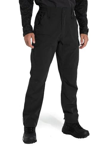 GymBrave Wanderhose Herren Stretch Cargohose Outdoorhose Leichte Taktische Hose mit 9 Taschen wasserdichte Arbeitshosen Männer für Trekking Schwarz 28W×30L