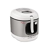 Moulinex Mega 2kg Fritteuse, Fritteuse mit Öl, Anti-Geruchs-Filter, regelbare Temperatur, leichte Reinigung, knusprige Pommes, 1.800 Watt, für bis zu 8 Personen, weiß/silber, AM4800