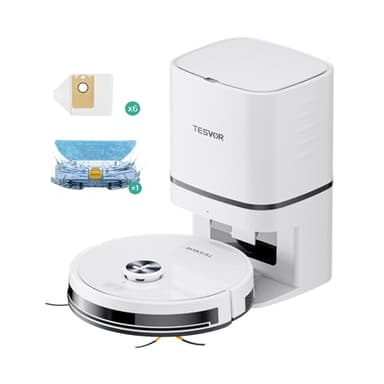 Tesvor S7PRO AES Saugroboter mit Wischfunktion &automatische Staubentleerung LiDAR Navigation Hinderniserkennung ultrastarke Saugleistung 6000 Pa Laufzeit für Teppiche & Tierhaare APP Steuerung