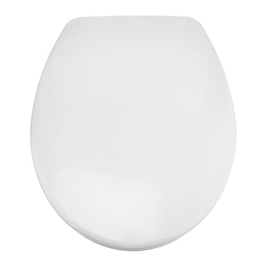 Amazon Basics Oval Robuster WC-Sitz aus Urea-Material mit Absenkautomatik, leicht abnehmbar, 37 x 42.5 cm, Universalgröße, Weiß