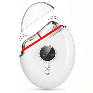 EMS Gua Sha, Robofun Lymphbürsten Gesicht Gua Sha Elektrisch Gegen Falten mit Vibration & Wärme, Face Lifting Gerät mit Rotlicht, Blau, Grün, Für Gesicht Anti Falten Anti Aging - Weiß