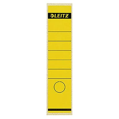 Leitz Rückenschild selbstklebend für Standard- und Hartpappe-Ordner, 10 Stück, 80 mm Rückenbreite, Langes und breites Format, 62 x 285 mm, Papier, gelb, 16400015