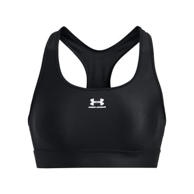 Under Armour Damen UA Authentics Mid Padless, Sport BH mit mittlerer Unterstützung, schweißableitender ohne Polster, Schwarz