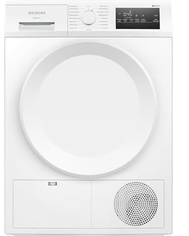 Siemens WT43H004, iQ300, Wärmepumpen-Trockner, 8 kg, autoDry, super40-Programm, 65 dB, Touch LED-Display, softDry, Outdoor-Programm, easyClean-Filter, Kindersicherung, Weiß