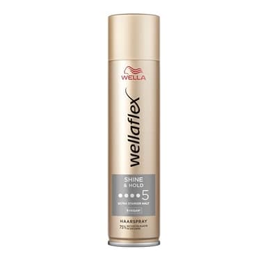Wellaflex Shine & Hold Haarspray für Frauen | Bis zu 48 Std. ultra starker Halt | Für luxuriösen, natürlichen Glanz | Sanft zur Kopfhaut, dermatologisch getestet | Vegane Formel | Haltegrad 5 | 250ml