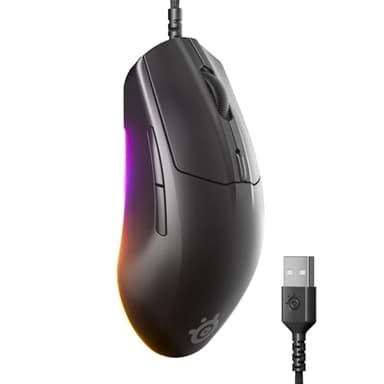 SteelSeries Rival 3 Gen 2 Gaming Maus - 8.500 DPI TrueMove Core-Optiksensor - 60 Millionen Klicks garantiert - Niedrige Latenz - 77 g leicht - PTFE-Gleitfüße - RGB - Schwarz
