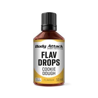 Body Attack Flav Drops®, 50 ml, Cookie Dough, Aromatropfen für Lebensmittel, zuckerfreie Flavour Drops ohne Kalorien, vegan & Qualität Made in Germany