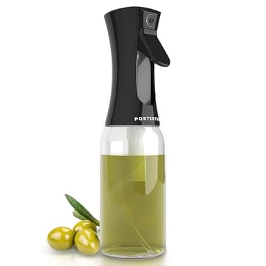 PORTENTUM Ölsprüher 300ml. Ölspray für die Küche Öl sprühflasche Olivenöl Spray Salat Öilspender für Speiseöl und Essigsprüher. Kochspray Gadget Airfryer für Öl und Zitrone, Glas