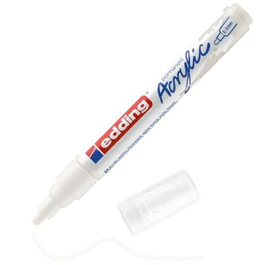 edding 5100 Acrylmarker medium - Acrylstift wasserfest - mittlere Rundspitze 2-3 mm - Acryl Farben zum Malen auf Leinwand, Malpapier und Holz (Verkehrsweiß matt)