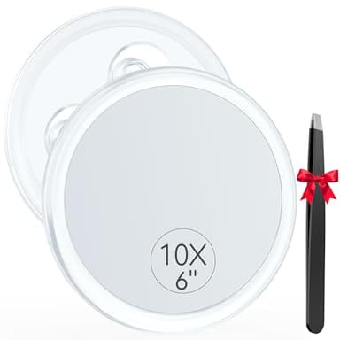 Auxmir 10X Vergrößerungsspiegel 15cm mit 3 Saugnäpfen, Kosmetikspiegel mit 10-Fach Vergrößerung, Schminkspiegel Wandspiegel für Zuhause Badezimmer Reisen