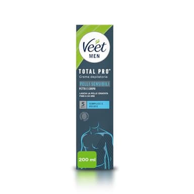 Veet Men Enthaarungscreme für Herren, Brust und Körper, für empfindliche Haut, dermatologisch getestet, 200 ml