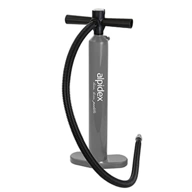ALPIDEX Doppelhub Luftpumpe Pumpe Manometer Handpumpe Stand Up Paddle Schlauchboot SUP, Farbe:grau