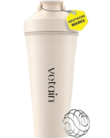 VETAIN Protein Shaker 700 ml - Auslaufsicher - BPA frei - Spülmaschinenfest - Eiweiß Shaker mit Messskala - Edelstahlball für cremige Shakes - Premium Eiweißshaker für Fitness & Gym