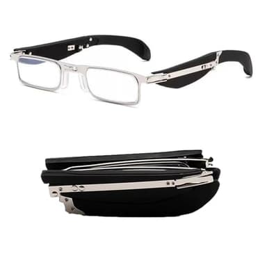 Generisch Faltbare Lesebrille für Damen und Herren Mini Anti Blaulicht Brille Lindert Müdigkeit(Black Silver,4.0 x)
