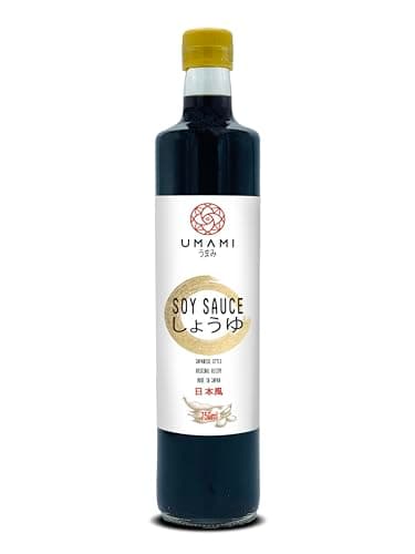 Umami Japanische Sojasauce 750ml - Hergestellt in Japan aus Japanischen Zutaten - Handwerklich im Kookie-Fass Gereift - Alkoholfrei, Ohne GVO - Authentisch Artisanal Geschmack