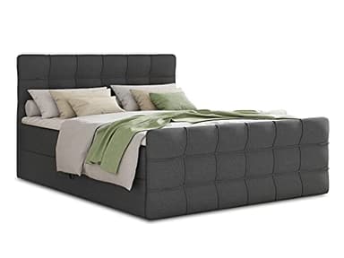Sofnet Boxspringbett Best Lux mit Fußteil, 2 Bettkästen und Topper - Doppelbett, Bonell-Matratze, Polsterbett, Bett, Betten, Bettgestell, Schlafzimmer (Graphit (Inari 94), 180 x 200 cm)