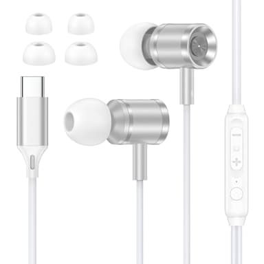 USB C Kopfhörer mit Kabel für Samsung Galaxy A16 5G A17 A56 A55 A36 A35 S25 Ultra S24 FE S23 S22 S21, In-Ear Ohrhörer USB C Headset Typ C mit Mikrofon für iPhone 17 Air 16e 15 Pro, Google Pixel 10 9a