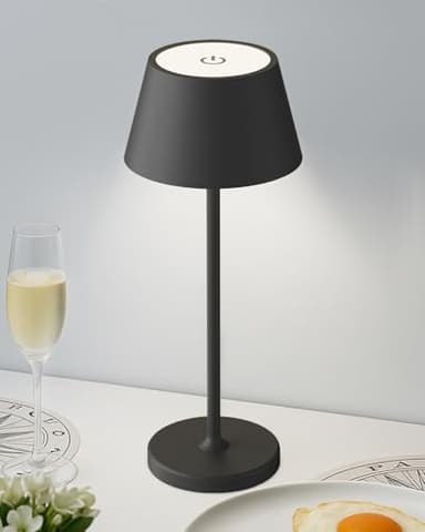 ChenFec Akku Tischleuchte Vollmetall mit 5000mAh Akku, Led Tischleuchte Kabellos 3 Farbtemperatur, Tischlampe Kabellos Touch Dimmbar, Tischlampe Akku Aufladbar Für Esstisch Schlafzimmer Hotel