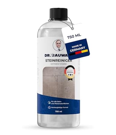 Dr. Rauwald Steinreiniger HOCH-KONZENTRAT (Ergibt bis 300L) – Für Terrasse, Stein & Fliesen – Maschinengeeignet & Manuell (1:5 bis 1:400) – Made in Germany [750 ml]