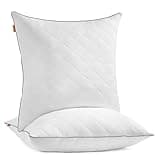 SONGMICS HOME Kopfkissen 2er Set, beidseitig verwendbar, 80 x 80 cm, Kissen, kühlender, weicher Bezug, 1200 g Füllung, Winter, Sommer, maschinenwaschbar, wolkenweiß TBP022W02