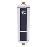 MINRS Durchlauferhitzer 3500W 220V Elektrische Warmwasserbereiter Tankloser Mini-Warmwasserbereiter mit LED Temperaturanzeige Trockengehschutz für Waschbecken, KüChen, SpüLbecken