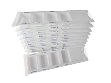SITIS Medical Medikamentendispenser mit 4 Fächern, 10 Stück, Tablettenbox für einen Tag, Pillenbox, Tagesdispenser (Weiß)