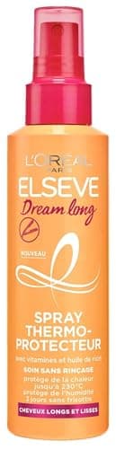 L'Oréal Paris Thermoschutzspray für langes Haar – glattes und vor Hitze geschütztes Haar – Rizinusöl – Elseve Dream Long – 150 ml