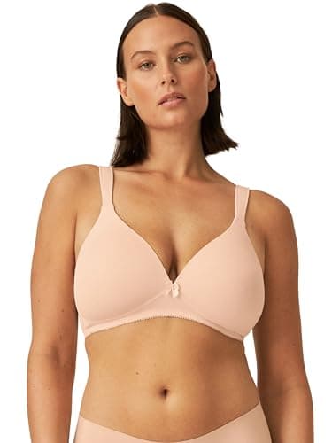 Naturana® BH Damen ohne Bügel [Cup A-D] I 100% Gepolsterte Träger I BH ohne Bügel mit nahtlosen Cups I Damen BH mit Unterbrustband 85 Light Beige B