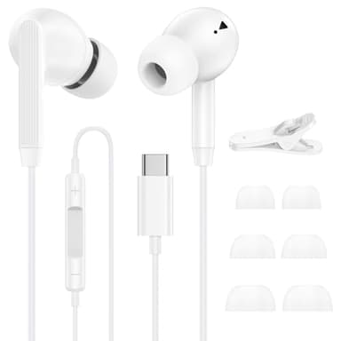 USB C Kopfhörer mit Kabel für Samsung Galaxy S25 FE S24 Ultra S23 S22 A17 A56 A16 5g A36 A15 A55 A35, In Ear Kopfhörer Kabel Ohrhörer Typ C Headset mit Mikrofon für iPhone 17 16 15, Google Pixel 10 9