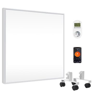 FrauSonne Infrarotheizung Standgerät 350W mit Smart Thermostat, Infrarot Wandheizung–Mobiler Energiesparender Elektro-Heizstrahler mit Überhitzungsschutz für Innenräume und Bad– 20 Jahre Garantie