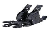 Sandax Automatik Spanngurte mit Sicherungs-Haken im 2er Set, Selbstaufwickelnde Transportgurte 3,65m mit Ratsche, bis 340kg, DIN EN 12195-2, 25mm Breit, Einteilige Zurrgurte | S-Haken mit Sicherung