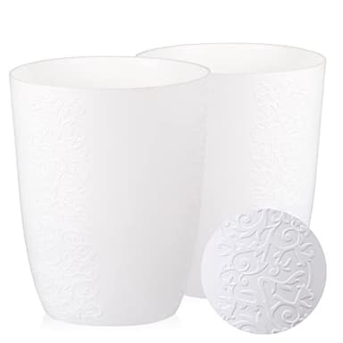 Tymar Blumentopf, 2er-Pack, Orchideentopf, Blumenkübel für Orchidee, Pflanzentopf aus Kunststoff, Moderne, schlanke, Runde Form (Weiß, ø 12,5 cm)