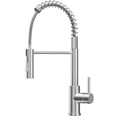 CECIPA Wasserhahn Küche, Hochdruck Küchenarmatur Mit Herunterziehbare Brause, Mischbatterie Küche Zwei Sprühfunktionen, Hoher Bogen Spültischarmatur 360° Drehung, Edelstahl Gebürstet