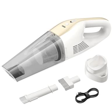 ponoseu 25000Pa Akku Handstaubsauger mit 6000mAh PowerAkku & Waschbarem HEPA Doppelfilter-Kabelloser Nass/Trockensauger für Auto-Sitze,Tierhaare und Matratzen mit LED-Beleuchtung,30 Min Dauerbetrieb