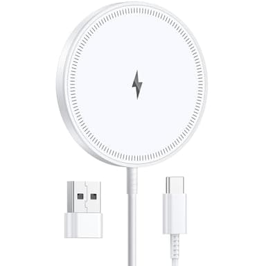 Mag-Safe Ladegerät 15W,Wireless Charger Induktive Ladestation Kompatibel für Phone 17/16/15/14/13/12 Serie und AirPods 4-2,starker Magnet,Zwei Anschlüsse,leicht für unterwegs,Homeoffice,Schreibtisch