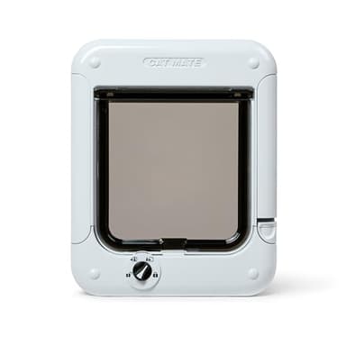 Cat Mate Katzenklappe mit drehbarer 4-Wege-Verriegelung (358) – Vielseitige Tür für kleine bis mittelgroße Katzen, geeignet für Einfach-/Doppelverglasung, PVC, Wand und Holz, Weiß