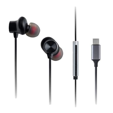 Panasonic RP-TCM225DEK USB-C-Ohrhörer, In-Ear-Ohrhörer, kabelgebundene Kopfhörer mit integriertem Mikrofon & Bedienung, kraftvoller Bass, anpassbare Passform, 1,2 m Kabel, Schwarz