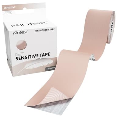 Kintex Kinesiologie Tape Sensitive, 5 cm x 5 m, hautfreundliches & wasserfestes Kinesiologie Tape, Physio Tape für sensible Haut, Medizinisches Tape (Beige)