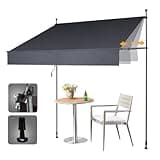 HOMEDEMO Klemmmarkise Markise Balkon ohne Bohren, 250cm x (120-150) cm Anthrazit, Upgrade Patent mit Verlängerten Einziehbaren Seitenstangen, UV-beständig Balkonmarkise höhenverstellbar Sonnenschutz