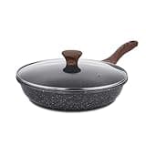 SENSARTE Antihaft Bratpfanne mit Deckel, 24cm Schweizer Granit Beschichtung Omelette Pfanne, Gesunde Stein Kochgeschirr Chef's Pfanne, Gasherd und Induktion Kompatibel, PFOA Frei