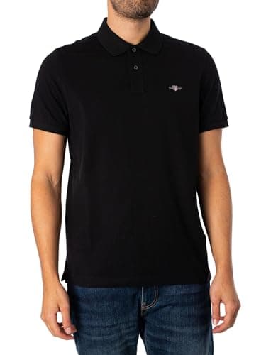 Gant Herren Reg Shield Pique Polohemd, Schwarz, XXL EU