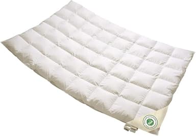 Vitaschlaf® Bio-Luxe-KBA TESTSIEGER W3 - Sommer Organic 100% GÄNSE Daunendecke Deutsche Qualität Downpass (155 x 220 cm)