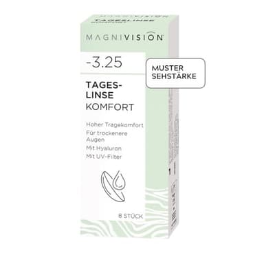 MAGNIVISION Tageslinsen Komfort weiche Kontaktlinsen für -2,75 Dioptrien | 8 Stück | BC 8.6 | DIA 14.2 | Kontaktlinse mit Hyaluron und UV-Filter für empfindliche Augen | ohne Konservierungsstoffe