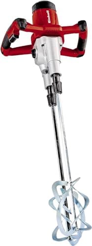 Einhell Farb-Mörtelrührer TE-MX 1600-2 CE Twin (1600 W, 2-Gang-Getriebe, gegenläufige Rührer, robuste Hex-Rühreraufnahme, Softstart, inkl. 2 Rührer für Mörtel Ø 120 mm).